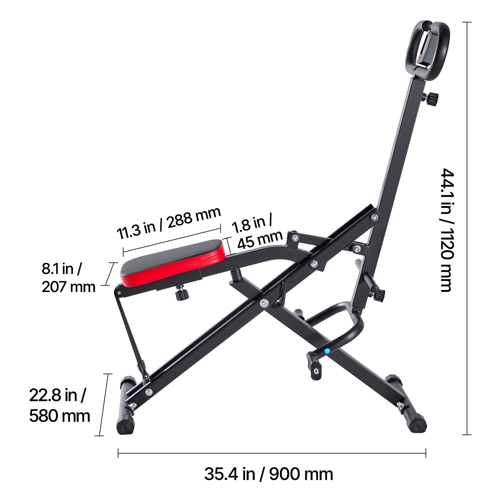 VEVOR Squat Machine, Deep Squat Rowing Machine for Home, Easy Setup & Foldable Exercise Equipment, Glute Trainer Machine with 3 High-Strength Resistance Bands, Glutes & Leg Home Workout Machine,Black