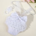 thumbnail image 5 of Newborns Photography Lace Romper with Headband Set Soft Polyester Baby Girls Photoshoot Outfit With Big Bowknot, 5 of 8