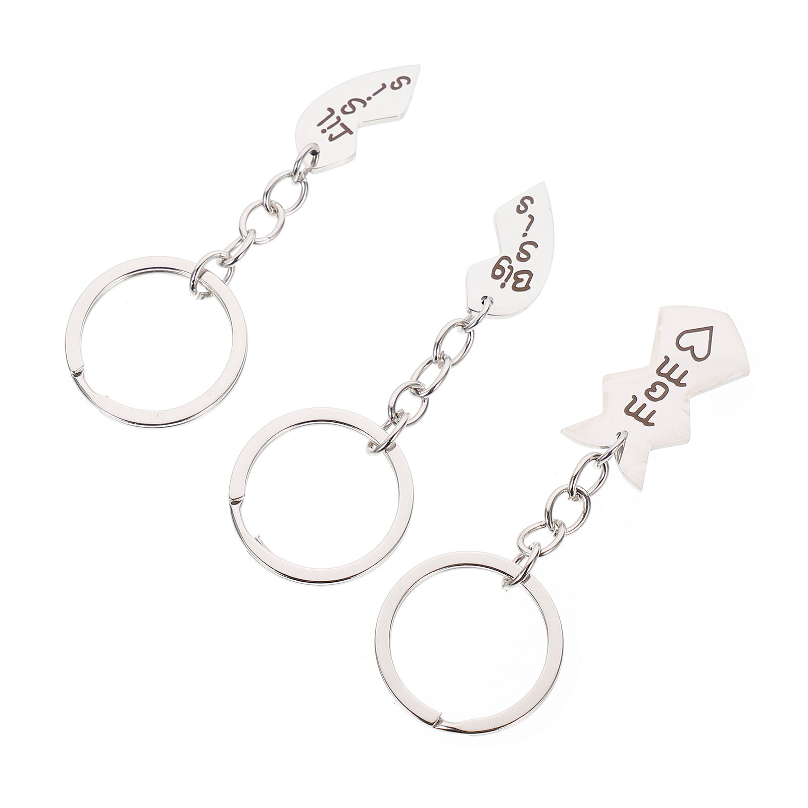 1PC Metal Steel Keychain Pendants Creative Letters Mom Big Sis Lil Sis