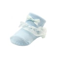 thumbnail image 2 of Newborn Baby Girls Kids Princess Bowknot Lace Ruffle Frilly Ankle Socks Bowknot, 2 of 4