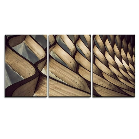 wall26 3 Piece Canvas Wall Art - Abstract Bent Wood Patterns - Modern Home Decor Stretched and Framed Ready to Hang - 24