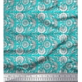 thumbnail image 1 of Soimoi Polyester Crepe Fabric Leaves & Floral Block Print Fabric by The Yard 52 Inch Wide, 1 of 3