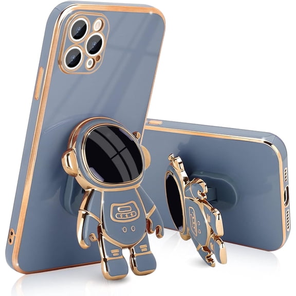 Compatible with iPhone 14 Pro Case Cute 3D Astronaut Stand Design Camera Protection Shockproof Soft Back Cover for Apple iPhone 14 Pro Phone Case Blue