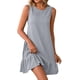 thumbnail image 3 of TaTaai Women's Lightweight Slip Mini Dress Solid Color Round Neck Sleeveless Casual Polyester Summer Dress Gift, 3 of 7