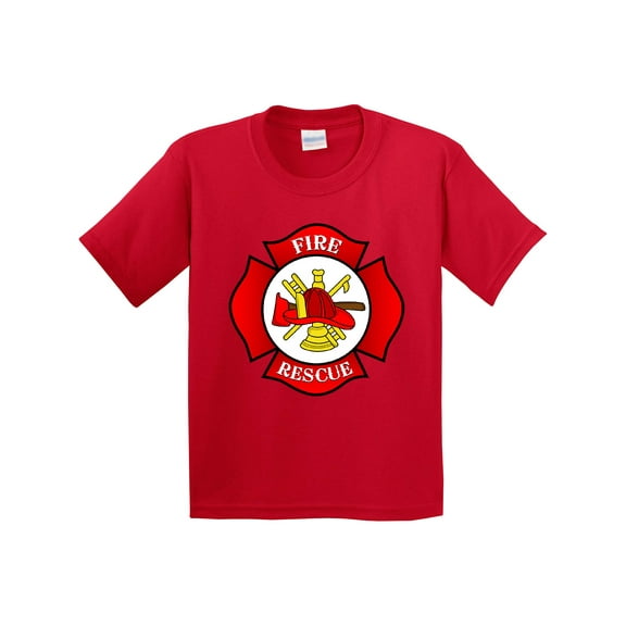Inktastic Maltese Cross Firefighter Youth T-Shirt