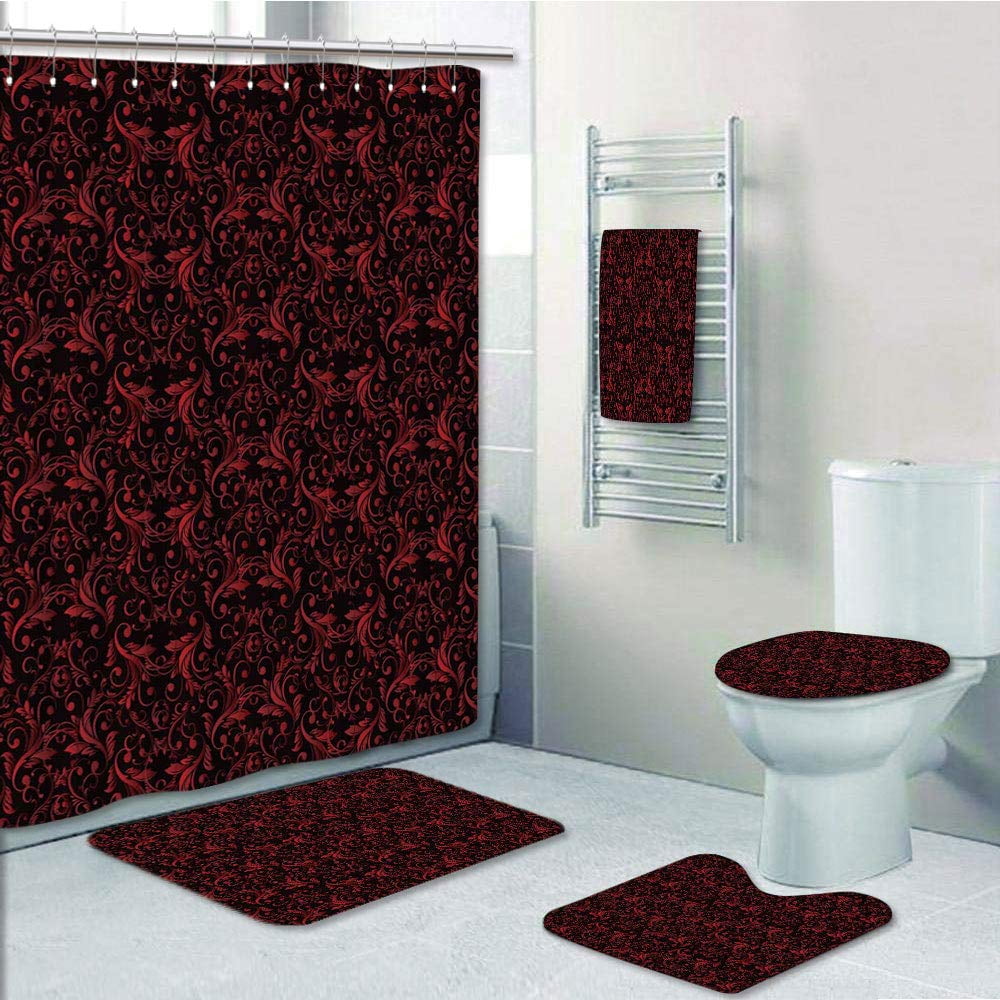 PRTAU Red Victorian Floral with Ivy Swirls Flowers Ethnic 5 Piece