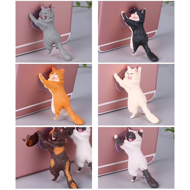 6 piezas de diferentes colores, soporte para teléfono inteligente con ventosa para gatos, lindo soporte para teléfono celular con ventosa