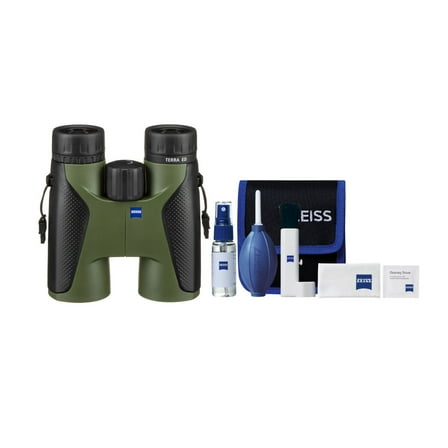 Zeiss 8x42 Terra HD Schott Extra Low Dispersion Glass Binoculars (Green) Bundle with Zeiss Lens Cleaning Kit (2 Items)