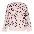 thumbnail image 5 of kayannuo Womens Tops Long Sleeve Shirts Fall Fashion Women Long Sleeve Leopard Print O-Neck Sweater Casual Tops Blouse Pink, 5 of 6