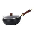 thumbnail image 3 of WeiLaiKeQi Wok Pan Iron Wok 11inch Cooking Pot Multipurpose with Wood Handle for Gas Flat Bottom Stir Fry Pan for Hotel Camping Kitchen, 3 of 9