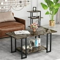 thumbnail image 3 of Recaceik 3 Piece Modern Faux Marble and Metal Living Room Table Set, White/Gold, 3 of 9