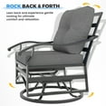 thumbnail image 5 of POTEBAN Outdoor Swivel Rocker Chairs, 3 Piece Metal Patio Rocking Chairs with Padded Cushions Patio Bistro Furniture Set with Side Table for Porch Balcony Backyard, Grey, 5 of 9