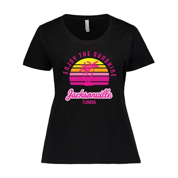 Inktastic Summer Enjoy the Sunshine Jacksonville Florida in Pink Women's Plus Size T-Shirt