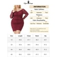 thumbnail image 6 of Unique Bargains Women's Plus Size Bodycon Mesh Stretchy Ruched Pencil Mini Dress 2X Burgundy, 6 of 6