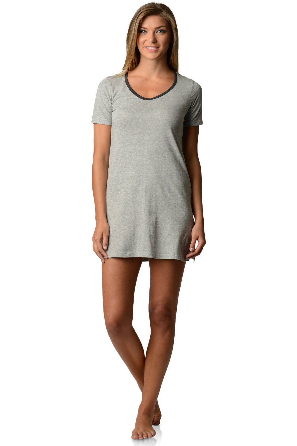 Casual Nights Womens Short Sleeve Dorm Sleep Nightshirt Tee