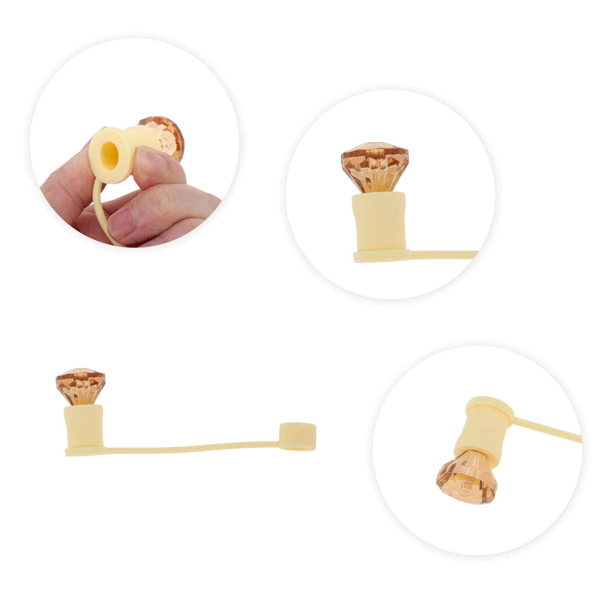 Unique Bargains 4Pcs Gemstone Silicone Straw Cover Caps For Drinkware Yellow