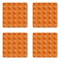 thumbnail image 1 of Orange Coaster Set of 4, Grunge Radial Pattern Abstract Floral Inspired Doodle Hand Drawn Blossoms, Square Hardboard Gloss Coasters, Standard Size, Yellow Brown White, by Ambesonne, 1 of 2