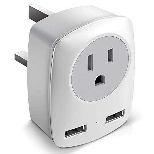 UK Travel Adapter, US to UK/Ireland/Hong Kong Plug Adapter with 2 USB