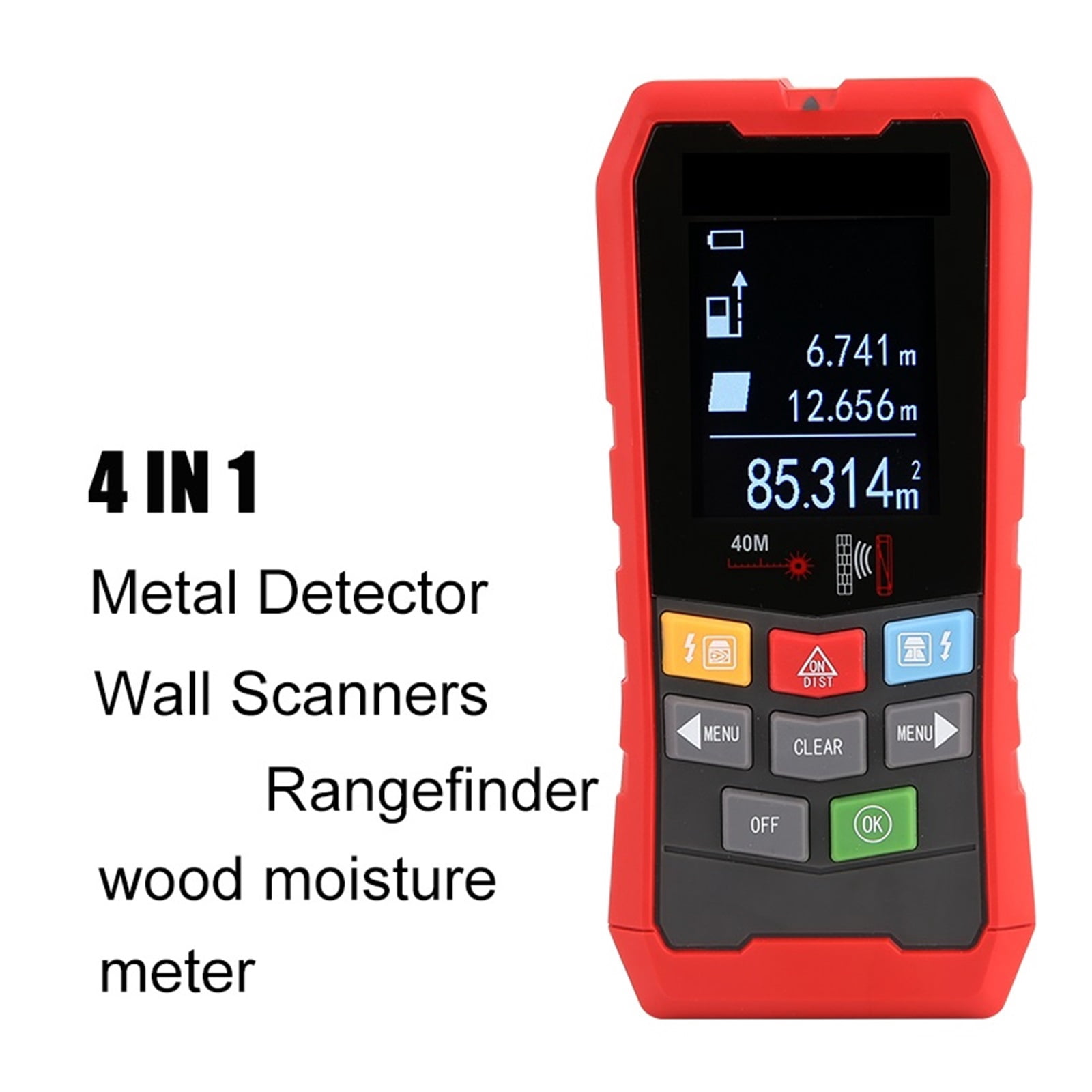 4 IN 1 Multifunctional Metal Detector Wall Scanners Rangefinder Wood AC Voltage Live Wire Stud Finder Meter Tester ,Accurate and Quick - 387LM_0