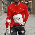 thumbnail image 2 of Feancey Christmas Men's Vintage Christmas Long Sleeve Tshirts 3D Snowman Print Crewneck Tops Big And Tall Xmas Graphic Tees for Men Fashion Hipster Tee Shirts Red S, 2 of 6