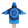 thumbnail image 2 of Blue Tie Dye Spiral Pattern Blanket Hoodies for Kids 6-13YR Oversize Wearable Blanket Hoodies for Boys Girls Teens, 2 of 7