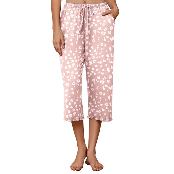 Ekouaer Womens Capri Pajama Pants 2026 Wide Leg Lounge Sleep Pants Soft Comfy Drawstring Pj Bottoms with Pockets
