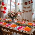 thumbnail image 5 of Pink Orange Round 15 Inch Placemats Set of 4, Geometric Modern Abstract Oil Painting HeatResistant Non Slip Place Mats for Dining Table, Wipeable Braided Kitchen Table Mats for Housewarming, 5 of 9