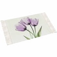 thumbnail image 2 of Purple Tulip Area Rug 3x5ft Woven Runner Rug,Modern Blossom Pastel White Floral Petal Washable Living Room Hallway Bedroom Kitchen Carpet with Tassels,Indoor Outdoor Throw Door Mat for Entryway, 2 of 5