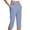 Blue, variant on Kaemgyyd Capri Pants for Women Stretch High Waisted Crop Office Work Pants Trendy Button Striped Capris Slacks Yoga Dress Pant