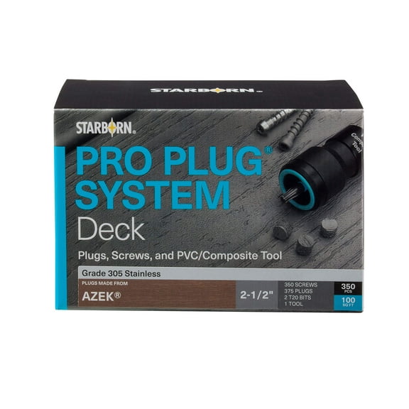 Starborn 5001393 No.10 x 2.5 in. Star Trim Head Epoxy Coated Stainless Steel Deck Screws & Plugs Kit