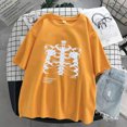 thumbnail image 1 of Dark Skull Bones Heart and Lung Print Fun Skull T-Shirt Unisex Streetwear Short Sleeve T-Shirtpangjing, 1 of 4
