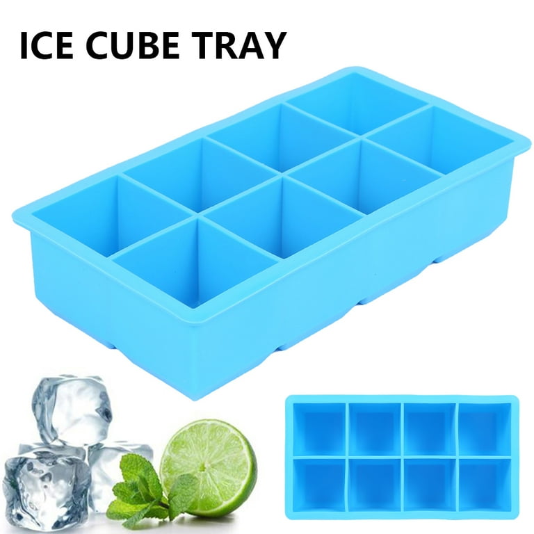 8 Big Ice Tray Mold Giant Jumbo Large Food Grade Silicone Ice Cube Square  Tray Mold DIY Ice Maker Ice Cube Tray