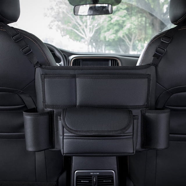 Bolsillo de Almacenamiento para AutomóVil Entre Asientos con Portavasos Porta PañUelos Organizador Multiusos Bolso Mano AutomóVil, Negro