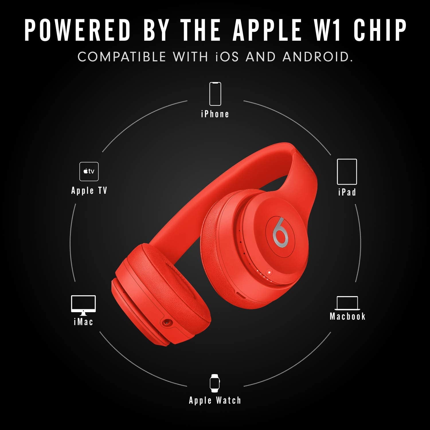 Restored Beats by Dr. Dre Solo3 Bluetooth On-Ear Headphones, Red, MX472LL/A (Refurbished)