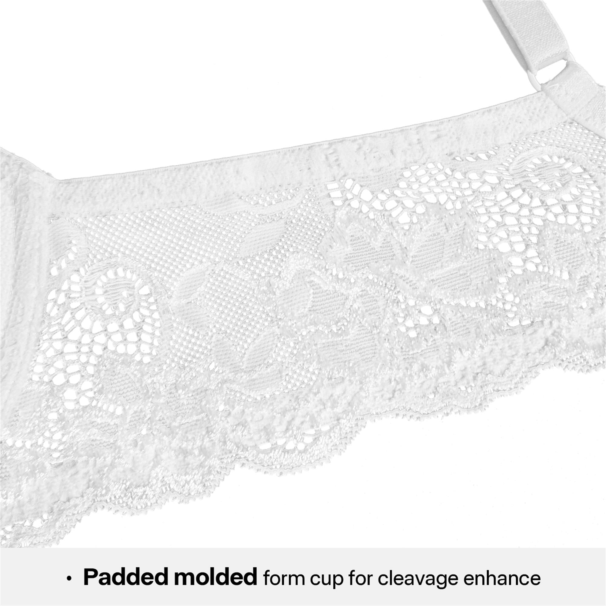 Wingslove Women's Push Up Sexy Lace Padded Plunge Underwire Lift Up Bras Add 1 Cup Boost Brassiere,Ivory 40D