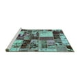thumbnail image 2 of Ahgly Company Machine Washable Indoor Square Patchwork Turquoise Blue Transitional Area Rugs, 6' Square, 2 of 4