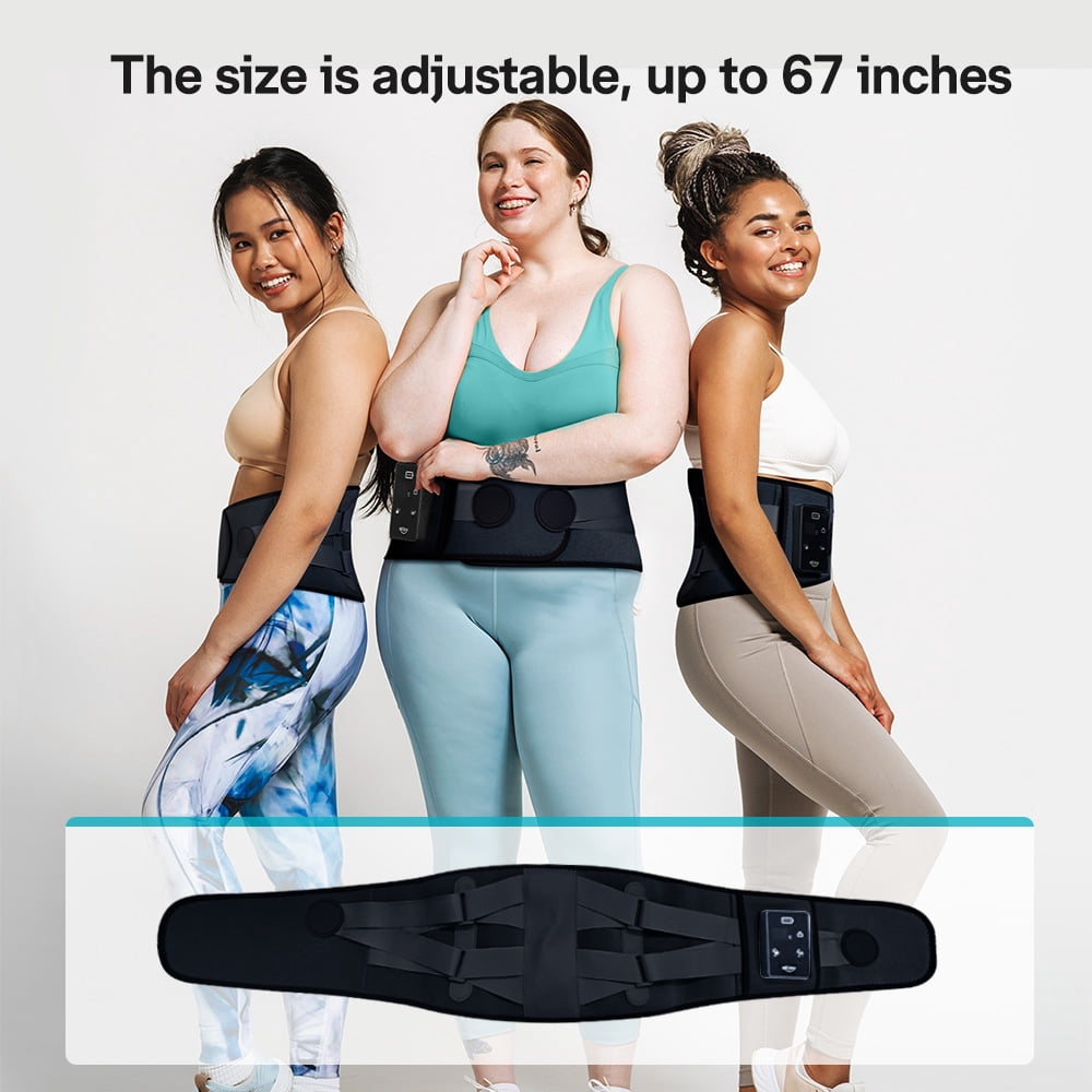 ALLJOY Cordless Heating Pad, 53'' Lower Back Brace Massager with Heat - Rechargeable Heating Belt, 3 Heating Levels & 5 Massage Mode, Gifts (Black)