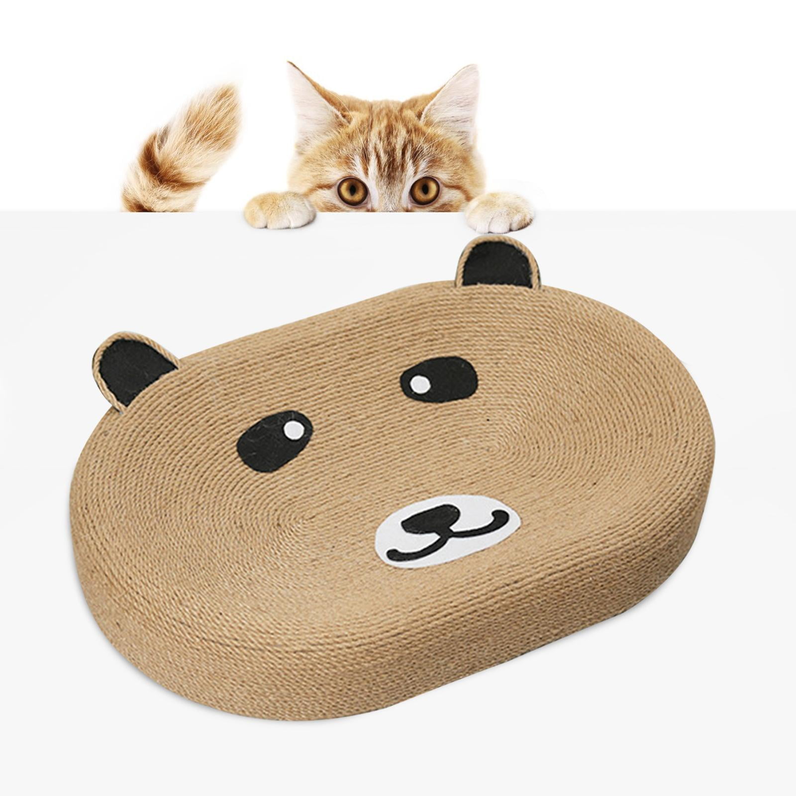 Cat Cardboard Bed Oval Cat Scratch Pad Furniture Protection Sisal Play Training Cat Scratcher Pad Cat Scratch Pad Bowl for Medium Large Cats Bear