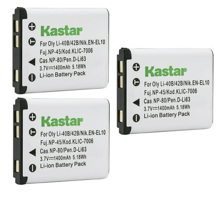 Image of Kastar Li-42B Battery 3-Pack Replacement for Olympus Stylus 780 Stylus 790SW Stylus 820 Stylus 830 Stylus 840 Stylus 850SW Stylus 1040 Stylus 1050SW Stylus 1200 Stylus 5010 Camera