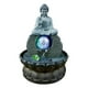 thumbnail image 2 of Fuente de agua sentada con luces LED Escritorio Meditación decoraciones circulares de flujo de agua Estatua de resina de Buda para jardín, 2 of 4