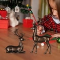 thumbnail image 6 of Reindeer Figurines Plastic Antique Bronze Vintage Standing and Lying Christmas Holiday Home Decor Ornament 2 Pack, 6 of 8