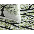 thumbnail image 3 of Ambesonne Tree of Life Quilted Coverlet 3 Pcs, Nature Living Leaves, King Size, Black White Green, 3 of 4