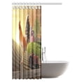 thumbnail image 2 of MYPOP Dandelion Shower Curtain, Rooster Perched upon a Farm Fence Post as the Sun Rises Fabric Bathroom Shower Curtain with Hooks, 48 X 72 Inches, 2 of 3
