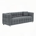 thumbnail image 3 of Grey Teddy Fleece 80-inch Sofa for Living Room with Hardware Foot Support and 2 Throw Pillows, 3 of 11