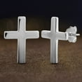 thumbnail image 6 of My Bible Women's Polished E-Coated Silver Cross Earrings, 6 of 6