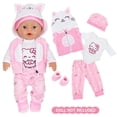 thumbnail image 5 of AmaMary  5 pcs 18 inch Doll Outfit, Pink Kitty Cozy Cotton Plush Fall Winter Clothes for Girls – Jacket, Pants, Long Sleeve, Hat, Socks – Holiday Gift, 5 of 6