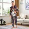 thumbnail image 6 of FORMRS Onesies Pajama for Adults Unisex Hoodie Winter Jumpsuit One Piece Sleepwear, Sizes S-2XL, Brown Abstract Eagle, 6 of 7