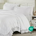 thumbnail image 4 of White Queen Comforter Set, 3Pcs Ruffle Comforters Queen Size Farmhouse Bedding Sets with Comforter, Lightweight Fluffy Soft Shabby Chic Bedding Comforter Sets, 4 of 13