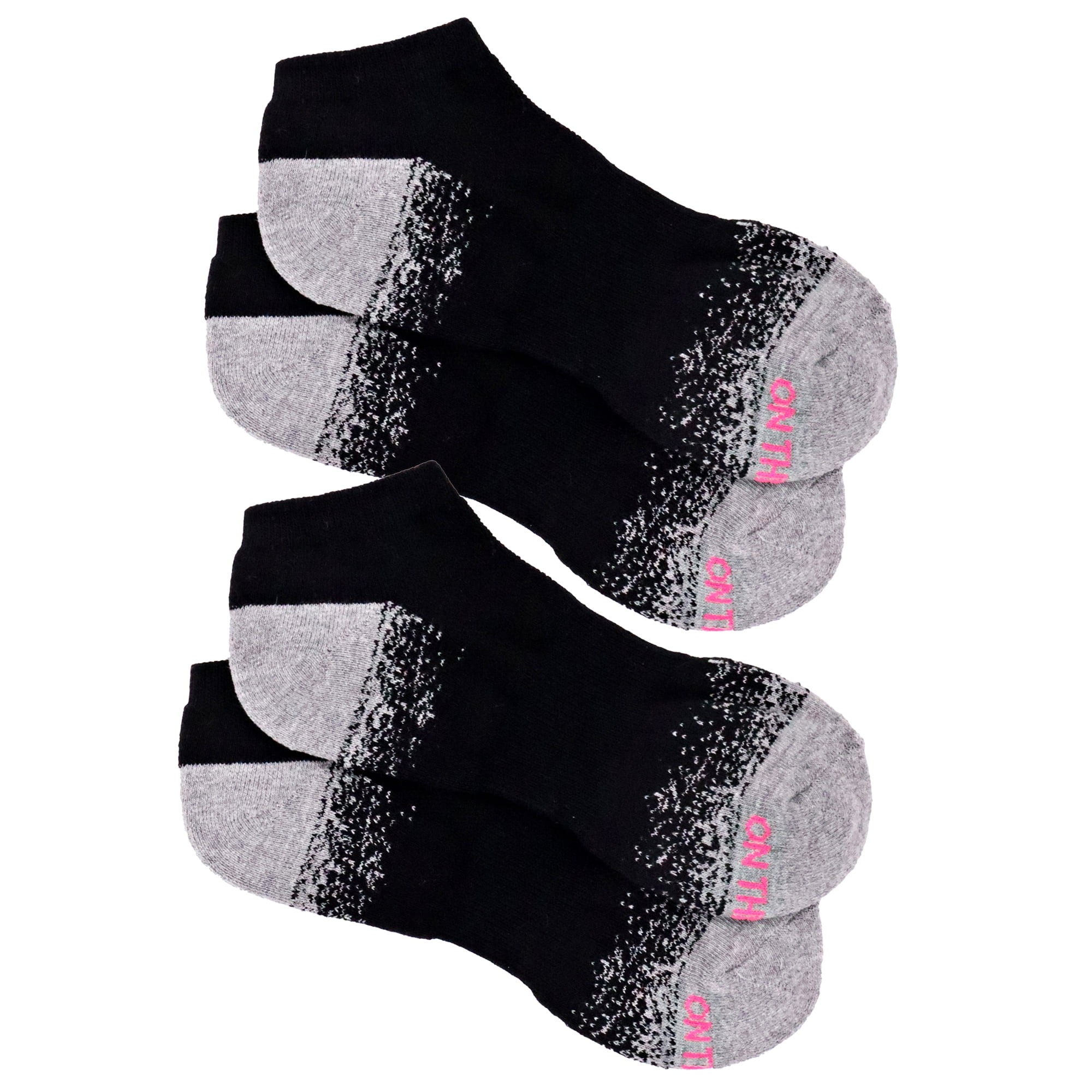 (2 pack) On the Go Women's Low Cut Socks (Black Grey Confetti Heel Toe, 2 Pair)