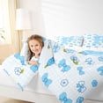thumbnail image 3 of Castle Fairy Blue Bow Letter P Full Size Comforter Sets 3 Pieces for Girls,Cute Flowers Bedding Sets, 3 of 6